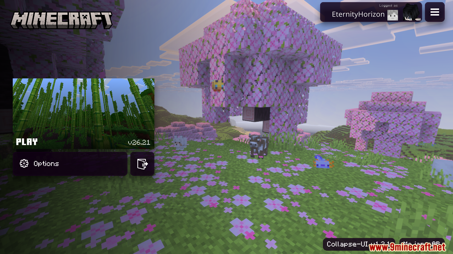 Collapse UI Texture Pack Screenshot 1 Custom console style main menu interface with play and options buttons