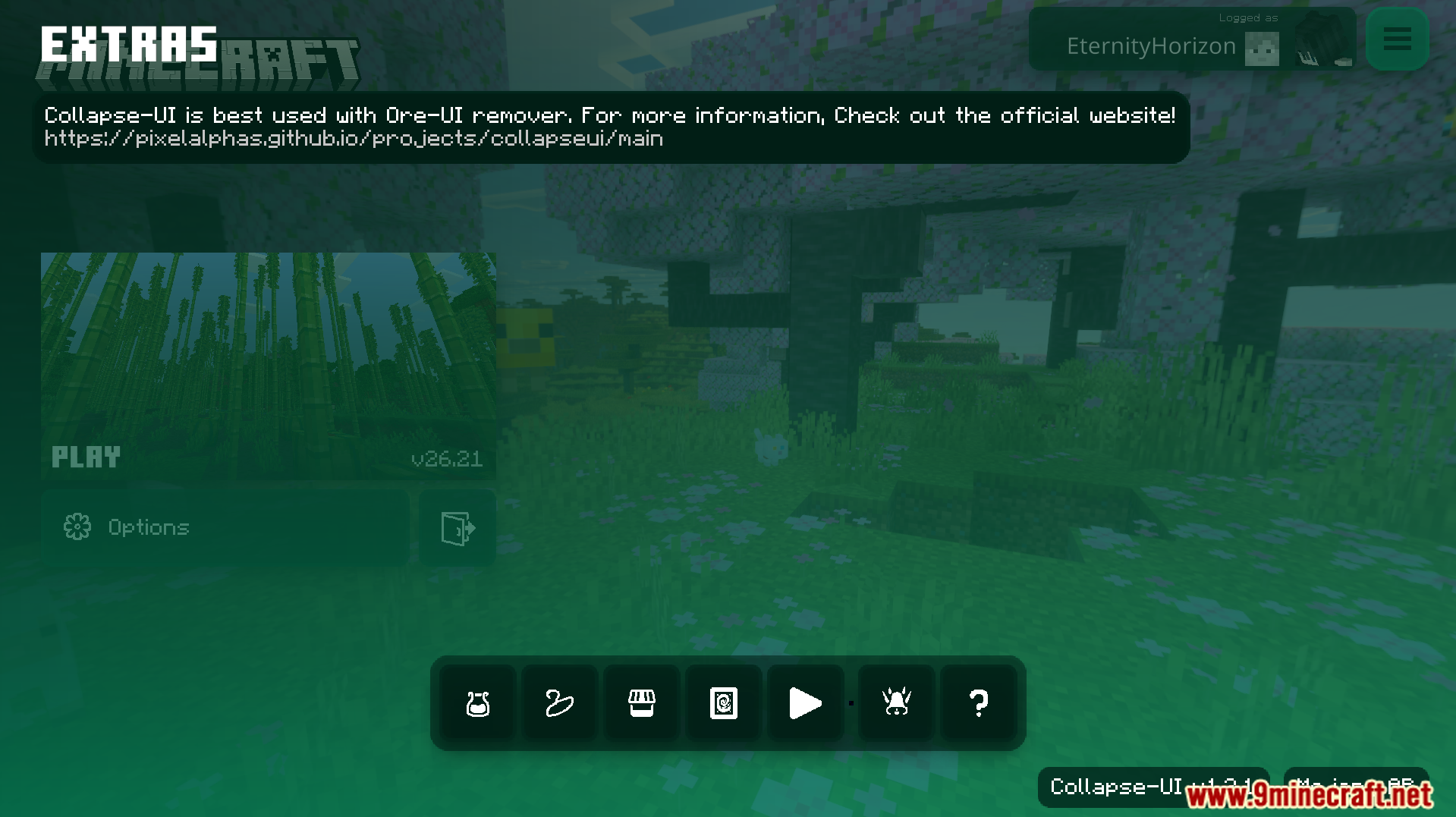 Collapse UI Texture Pack Screenshot 7 Custom main menu interface giving players easier access to new menu options