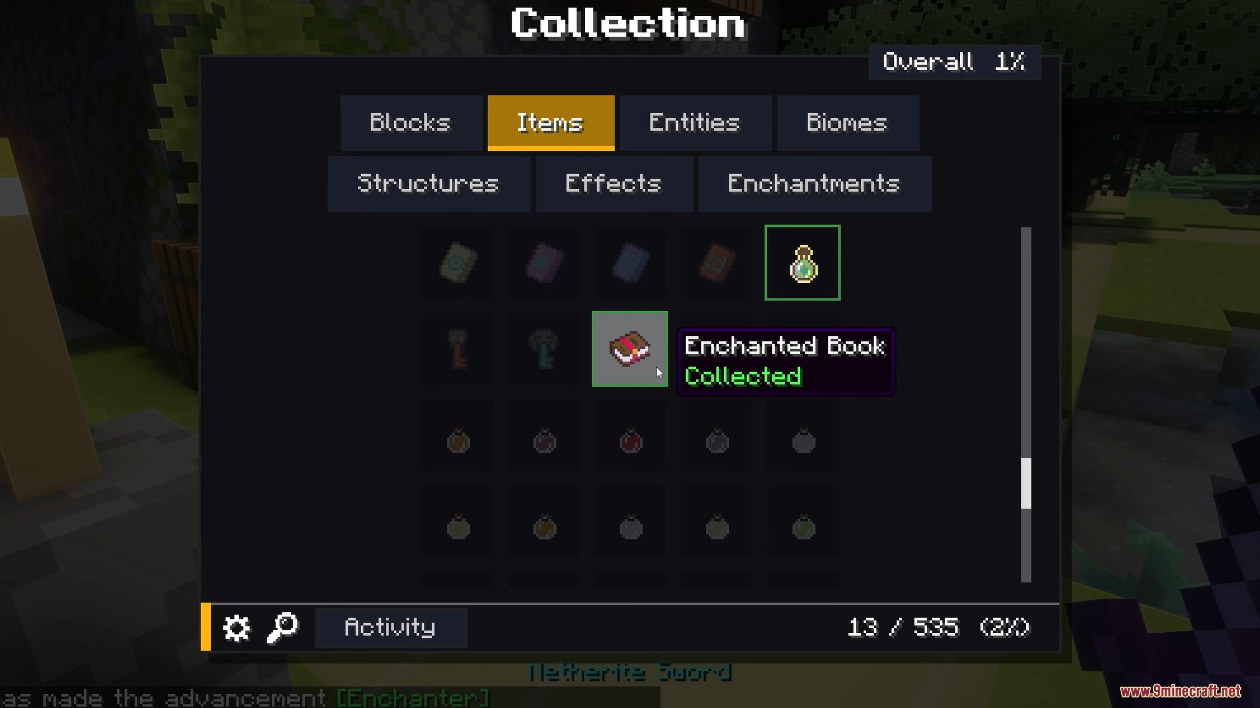 Collect Everything Mod Screenshot 11 Viewing a collected enchanted book in the collection menu