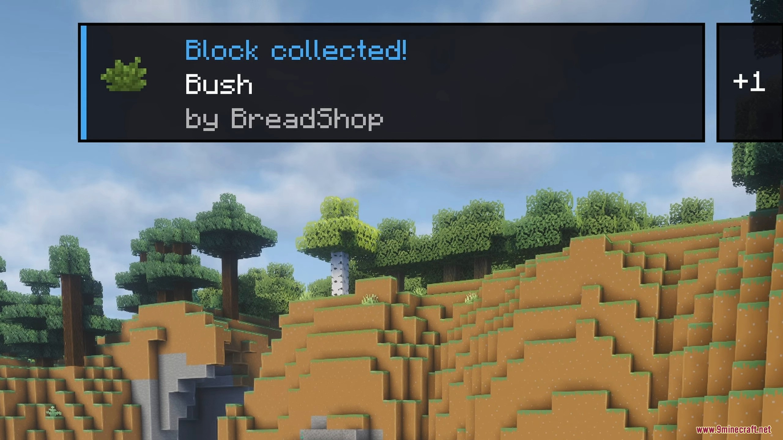Collect Everything Mod Screenshot 18 A notification for collecting a new bush block