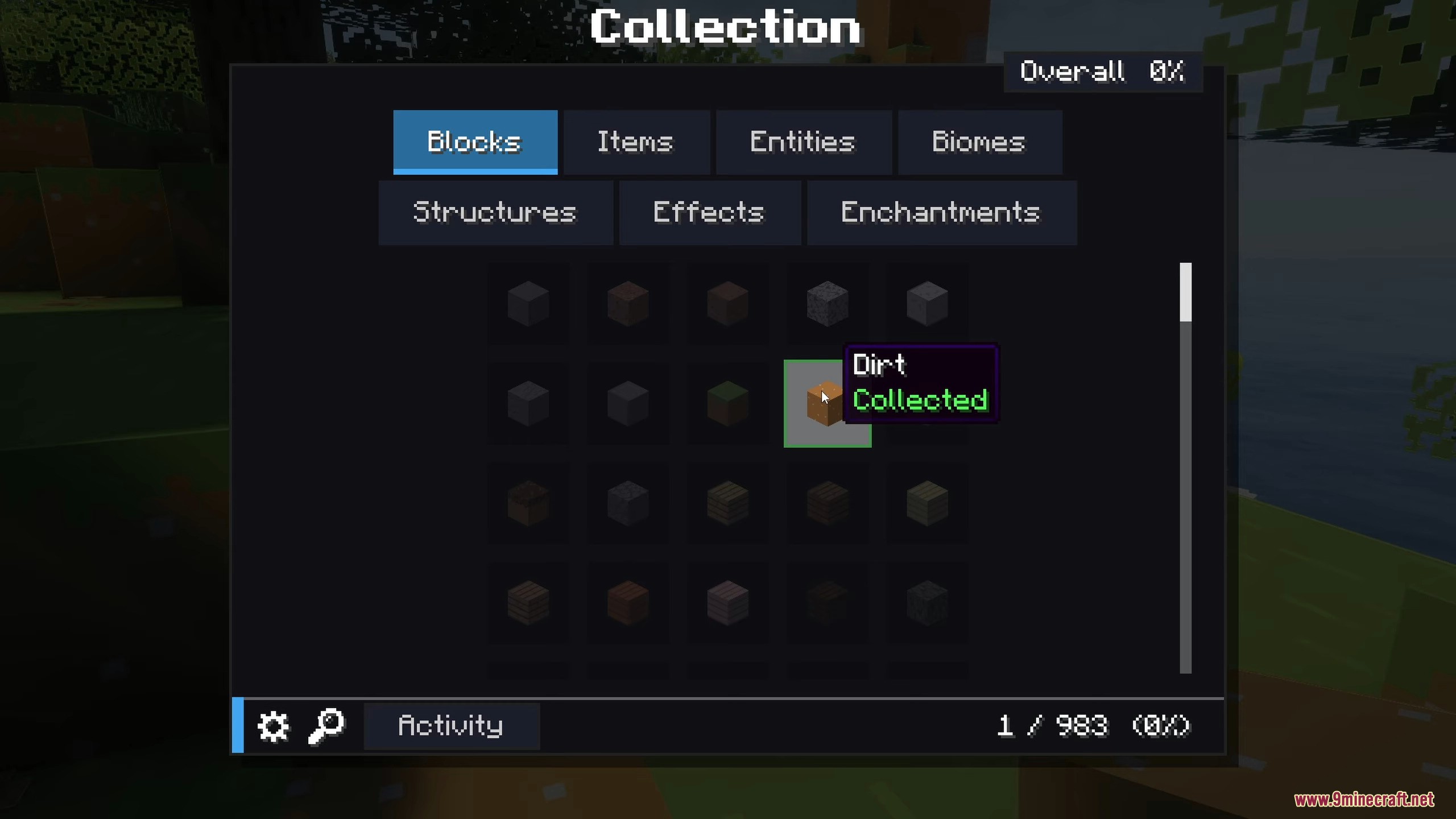 Collect Everything Mod Screenshot 8 Collect Everything Mod menu tracks every collected block