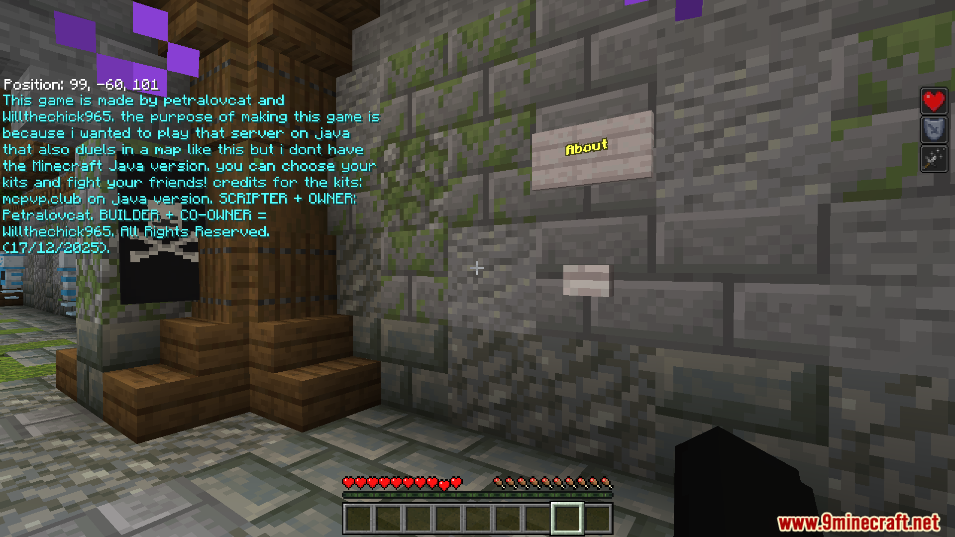 A sign explains the map's purpose and gives creator credits