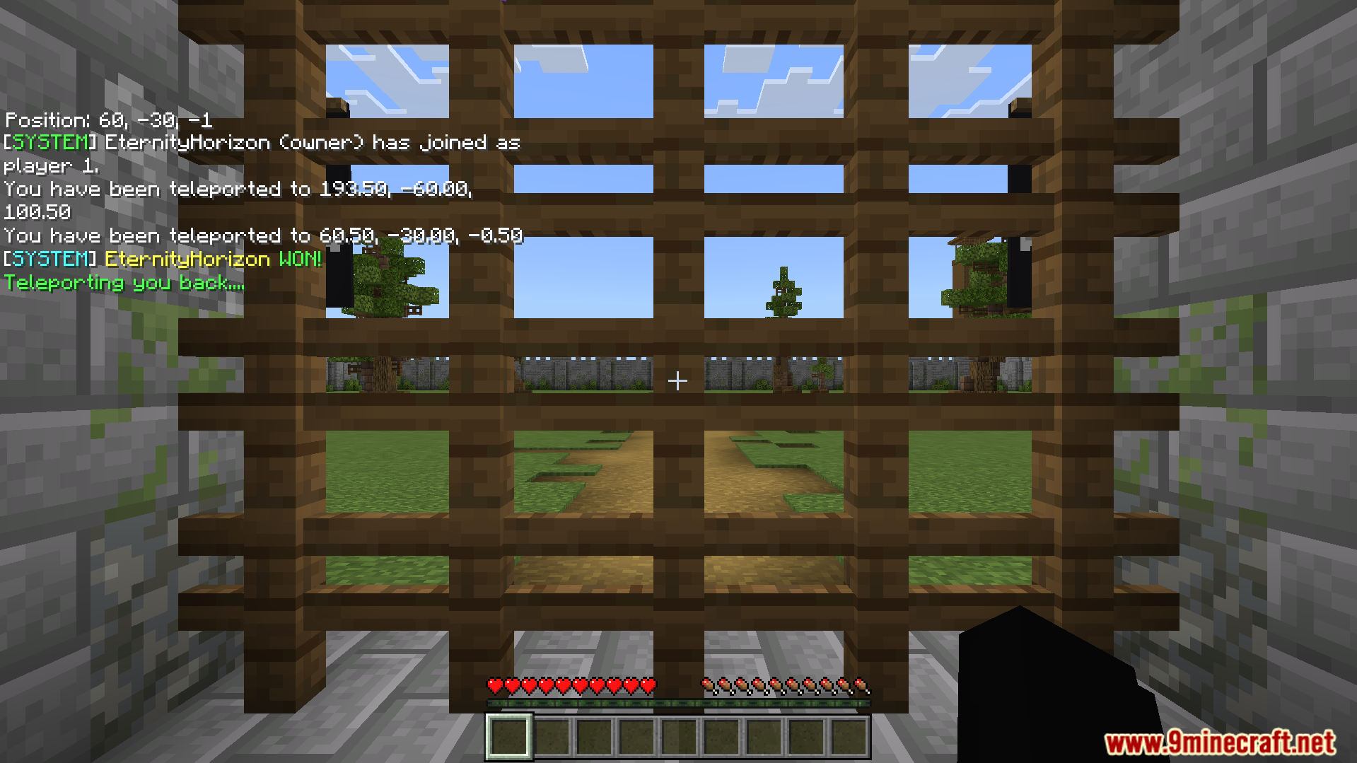 A player's view of the green plains battle arena