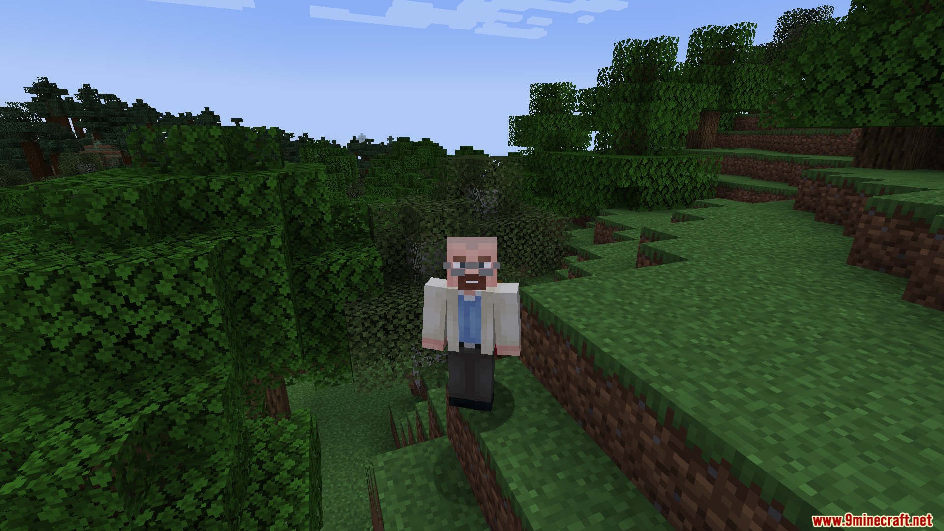 A player character with a custom scientist skin model
