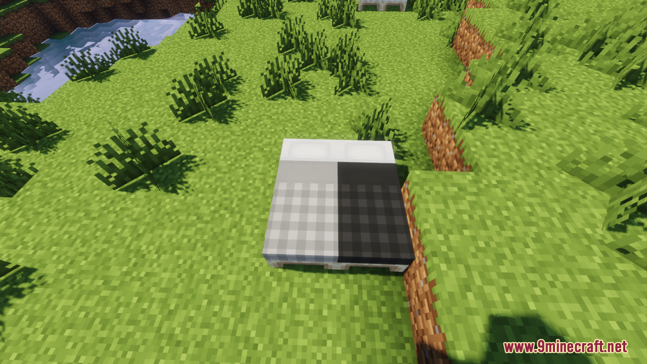 Cozy Nook Beds Resource Pack Screenshot 7 Two plaid beds placed side by side on grass