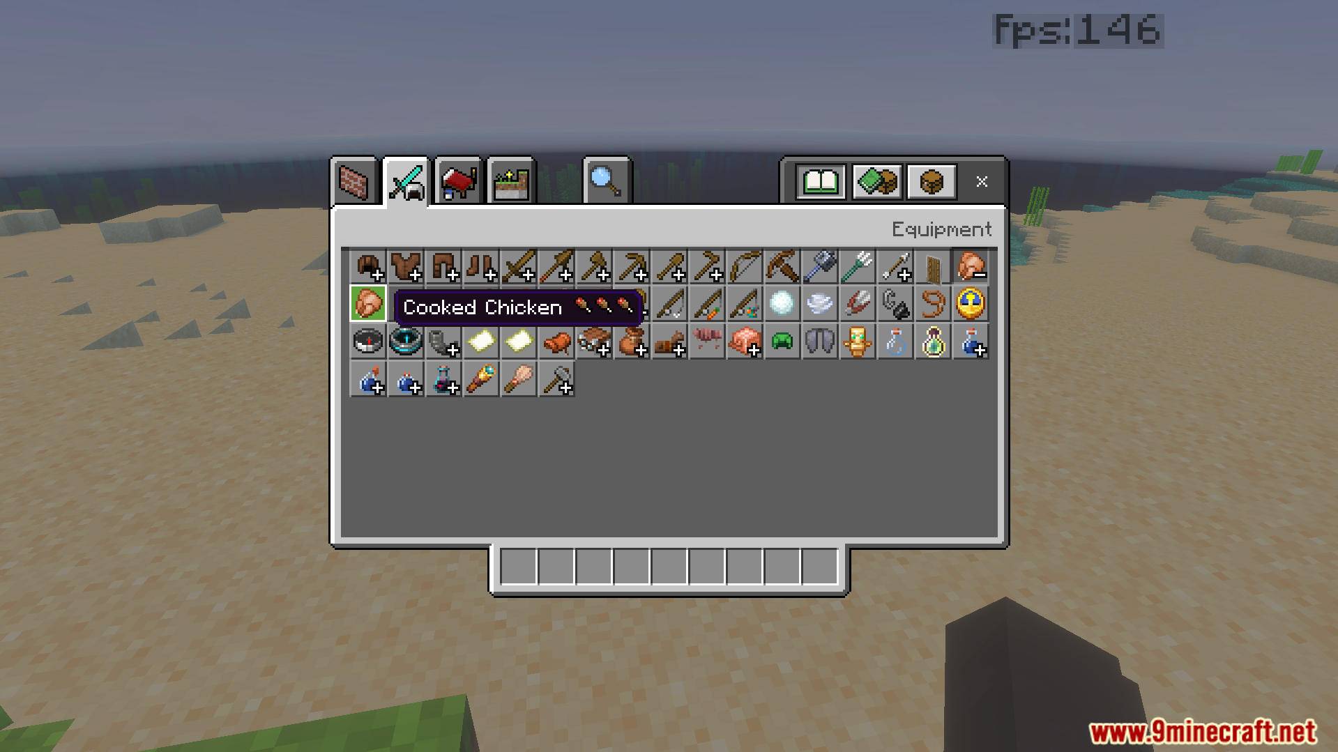 CraftStudios Better FPS Texture Pack Screenshot 4 Inventory menu showing food items with hunger points displayed