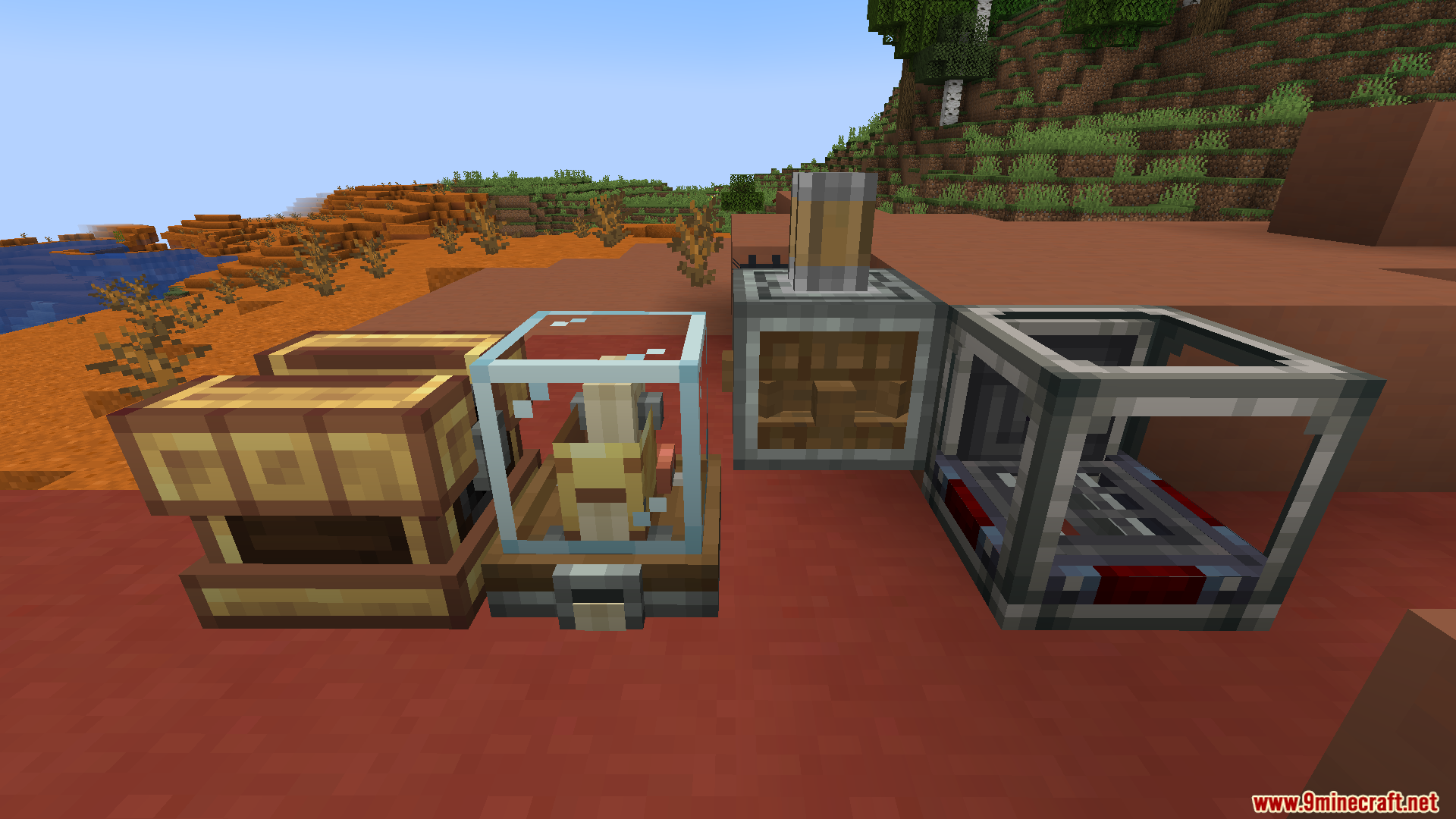 Various mechanical machines set up for item processing