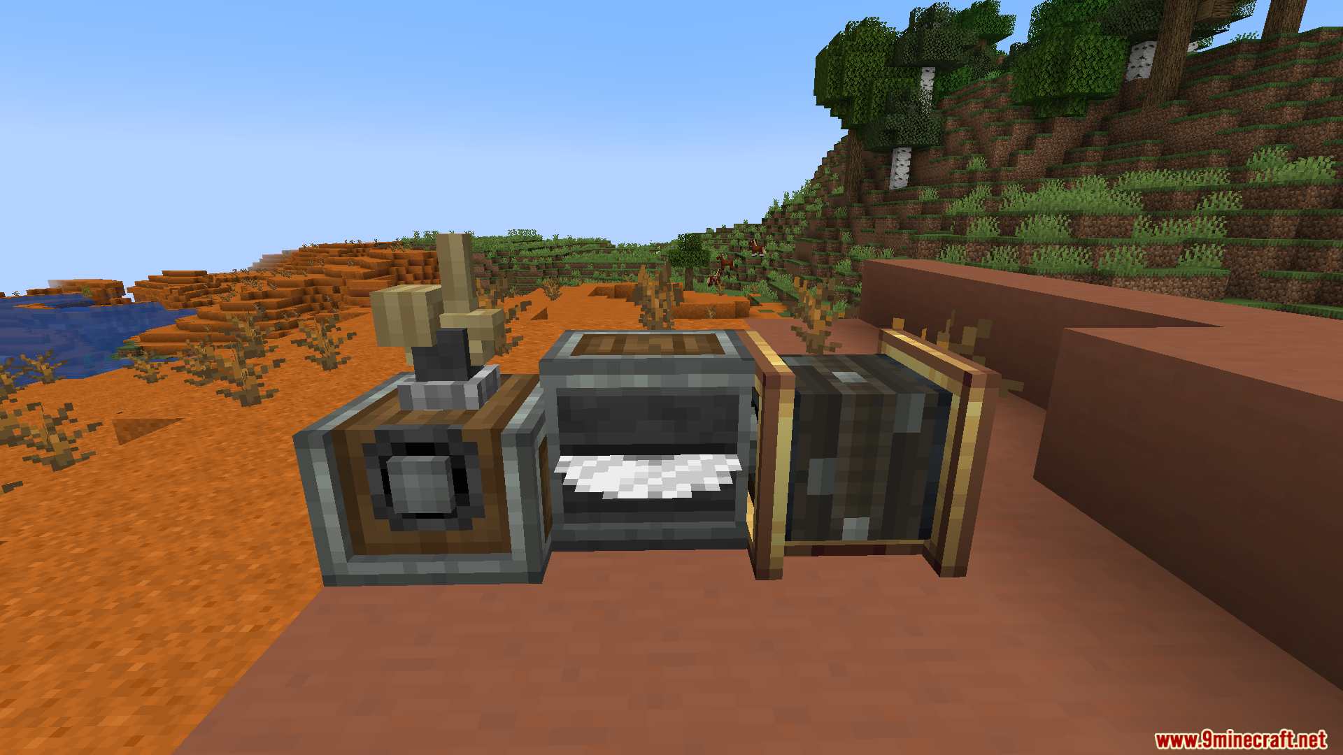 A mechanical press operating next to a mechanical crafter