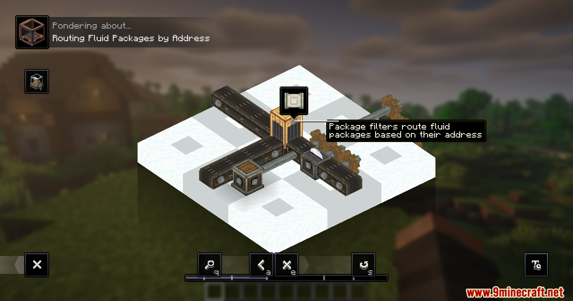 Create Fluidlogistic Mod Screenshot 6 A package filter routing fluid packages on a conveyor belt