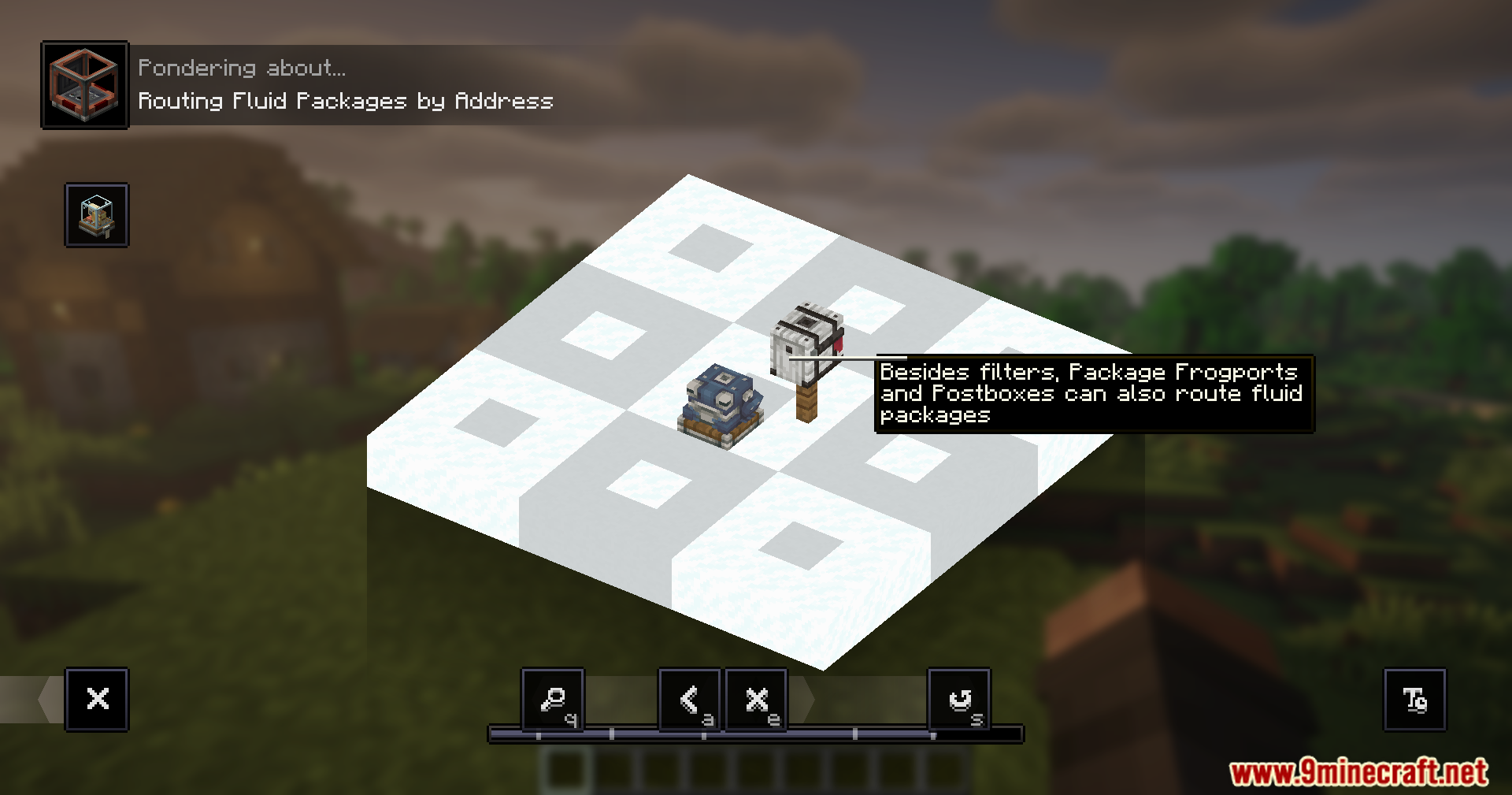 Create Fluidlogistic Mod Screenshot 8 A package frogport and postbox on a white platform