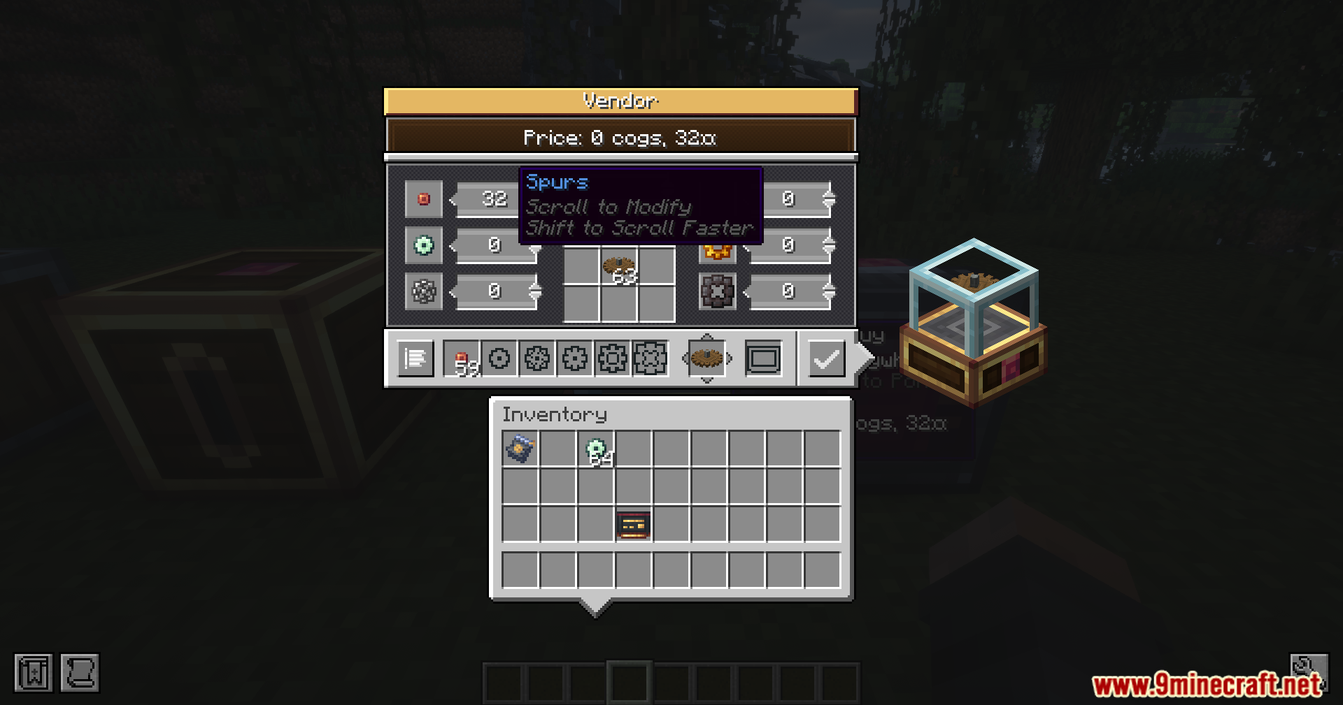 Vendor shop UI for purchasing spurs with coins