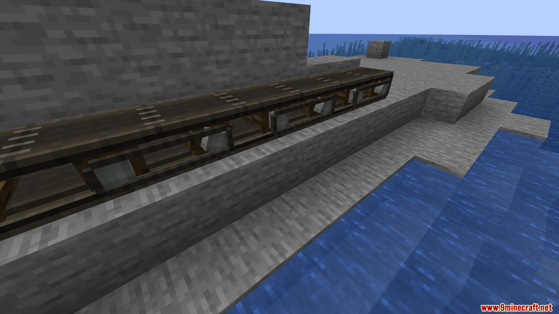 Create Transmission Mod Screenshot 14 Transmission chains connecting belts in a straight line on stone
