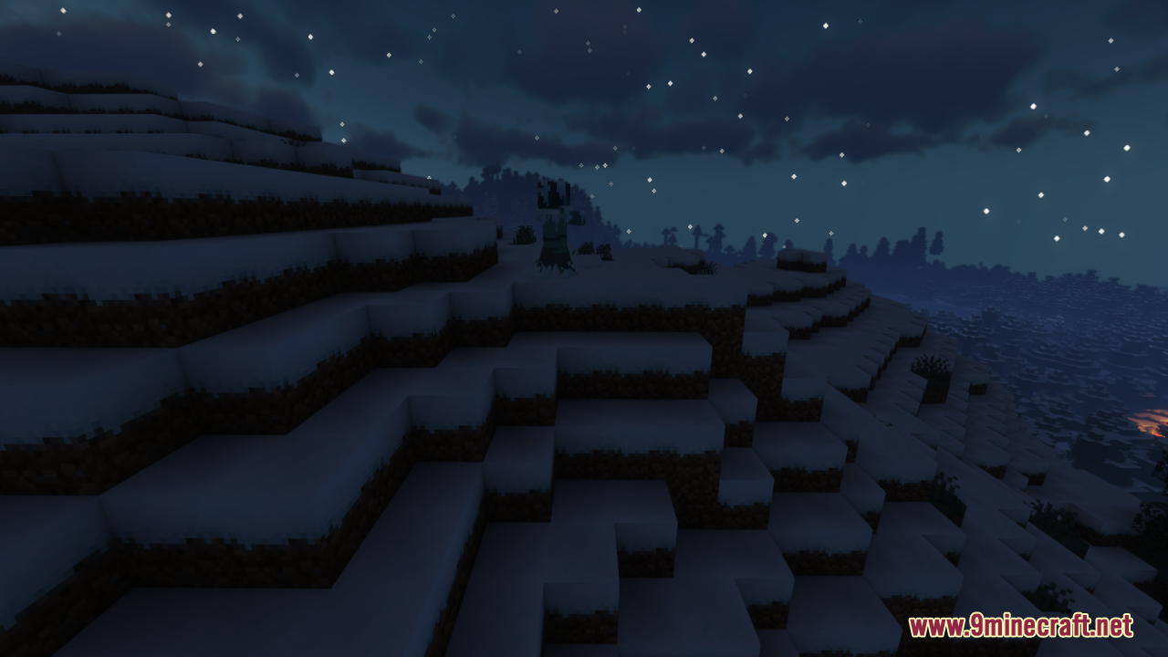 Creatures+ Animated Resource Pack Screenshot 1 A custom frozen zombie mob standing on a snowy landscape at night