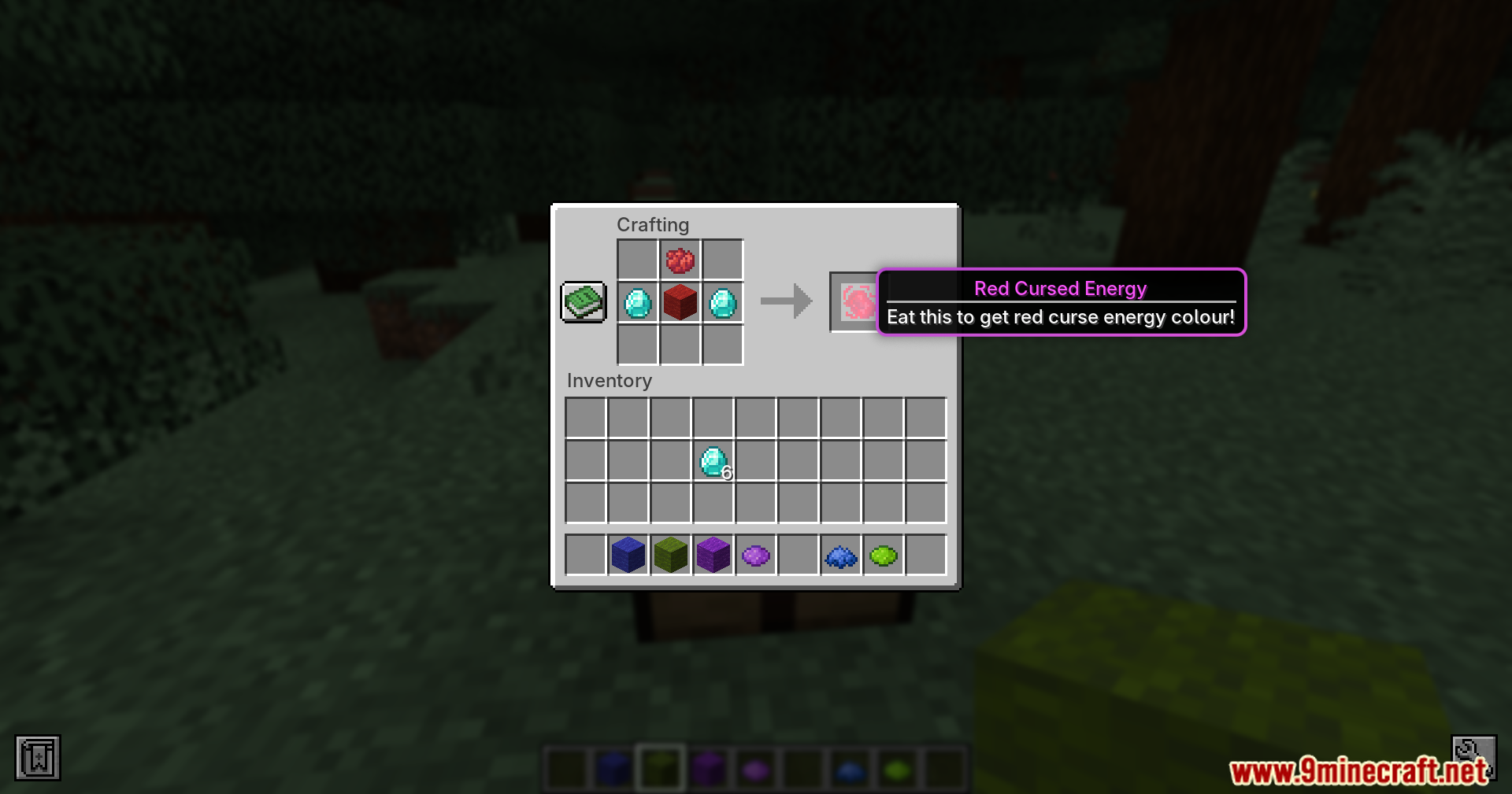 Crafting recipe for Red Cursed Energy item in survival