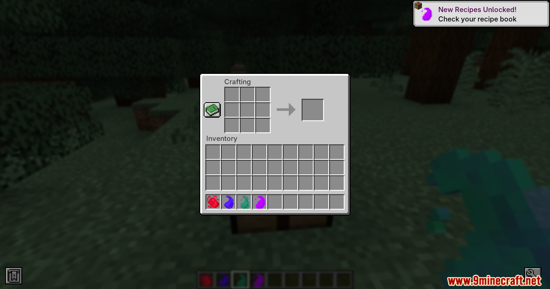 Inventory showing four different colored cursed energy items