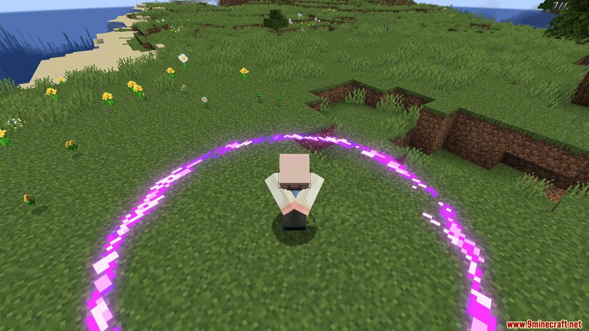 Cursed Fate Wither Rose Mod Screenshot 6 Player character surrounded by a large glowing purple ring on the ground