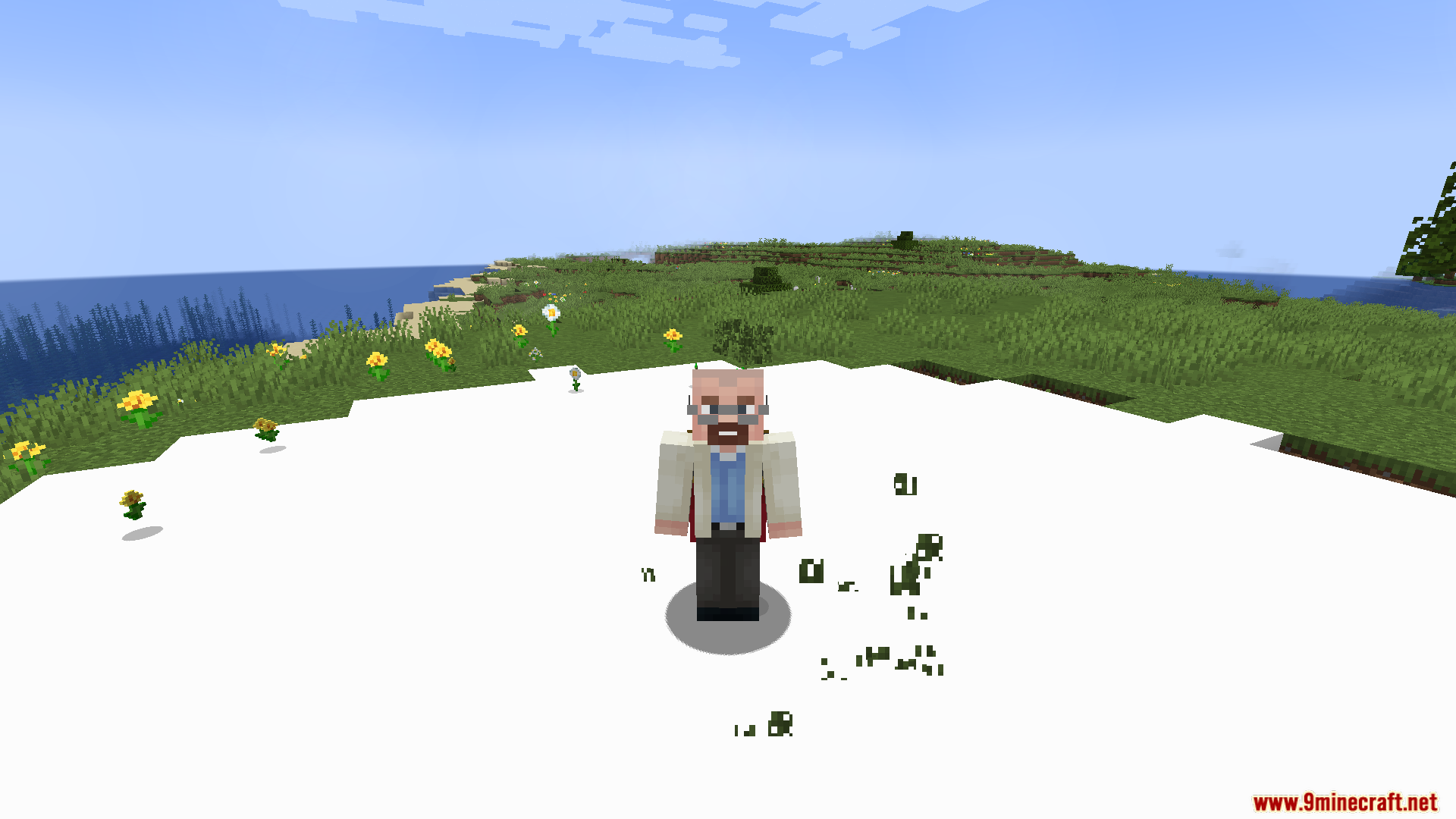 Cursed Fate Wither Rose Mod Screenshot 7 Player character in a lab coat standing on a flat white surface