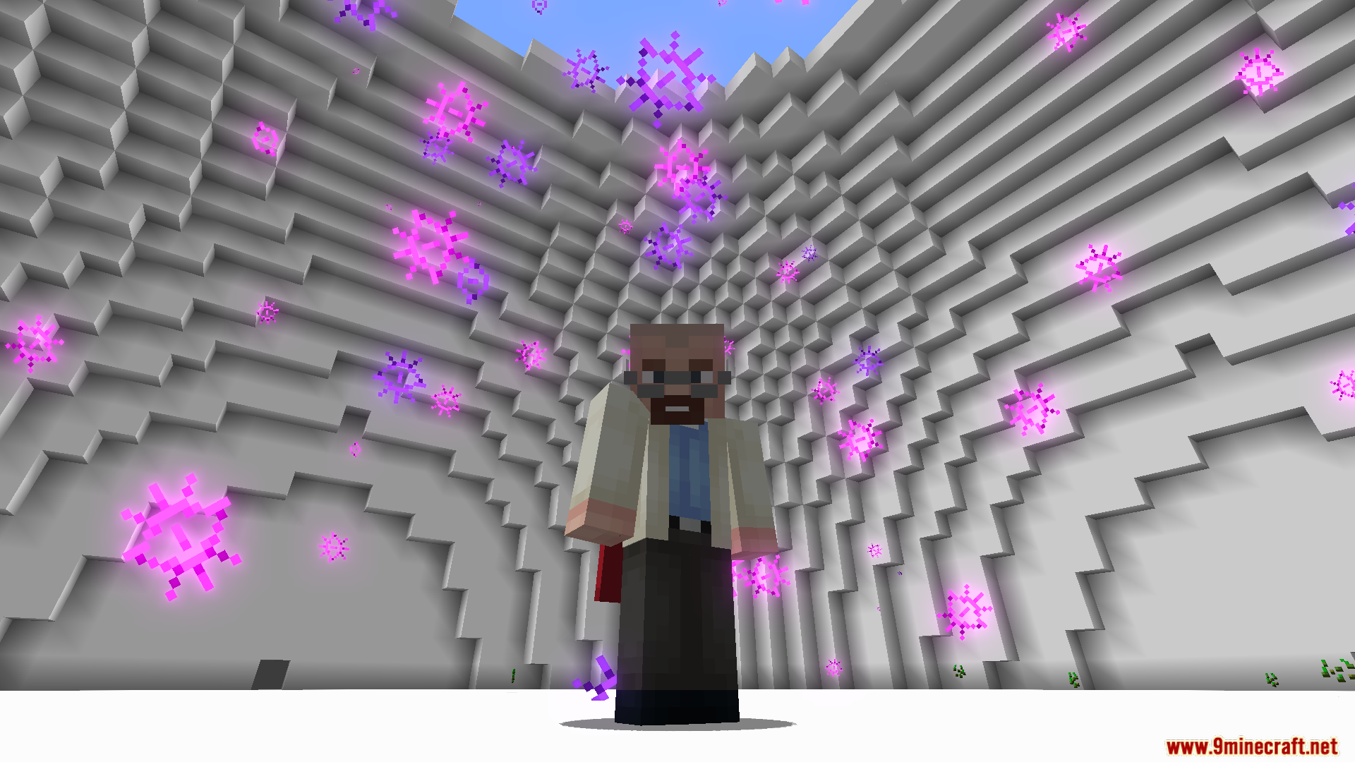 Cursed Fate Wither Rose Mod Screenshot 8 Player inside a white block domain surrounded by floating purple eye particles