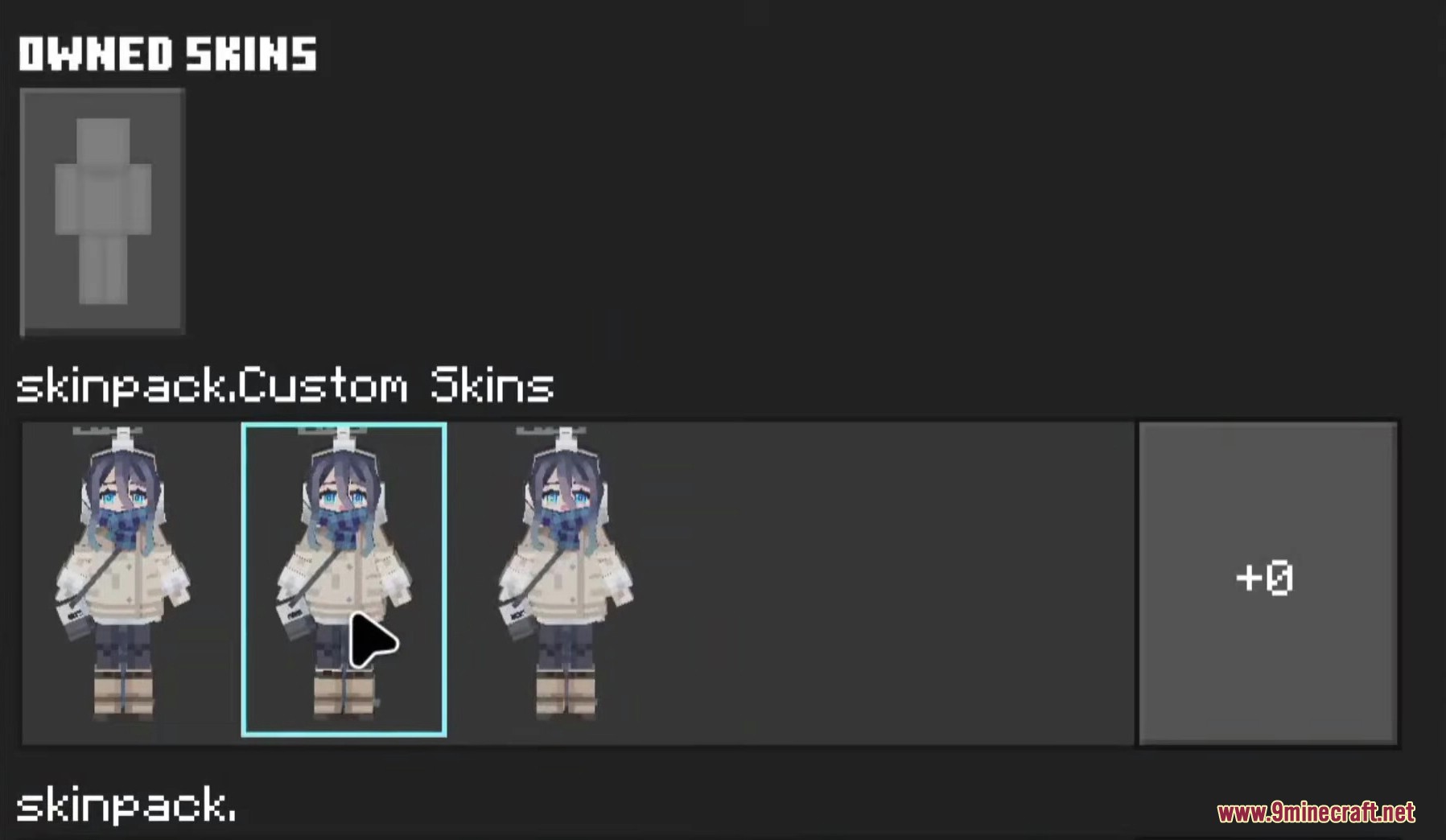 Selecting a custom anime style character skin from the owned skins menu