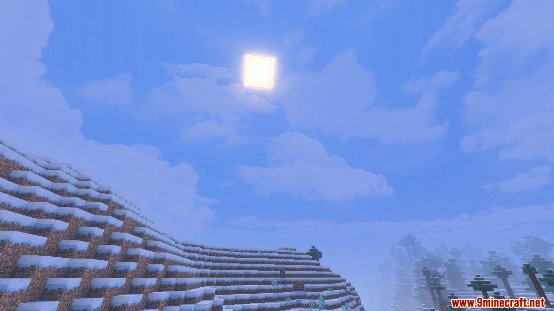 Custom Skies Cubemaps Addon Screenshot 1 High resolution snowy winter sky texture over a snowy landscape