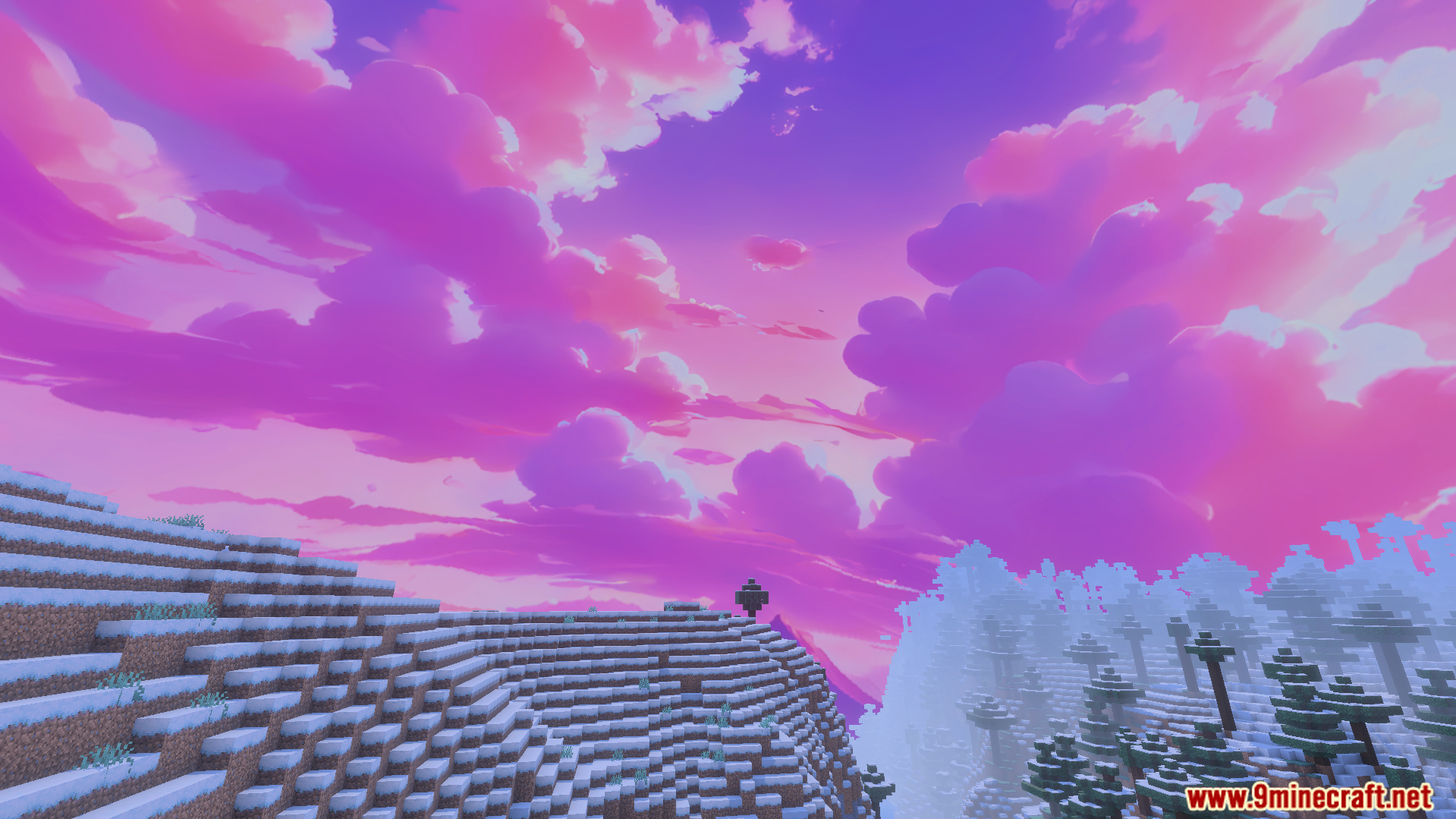Custom Skies Cubemaps Addon Screenshot 5 bright nebula galaxy sky design over a snowy mountain landscape