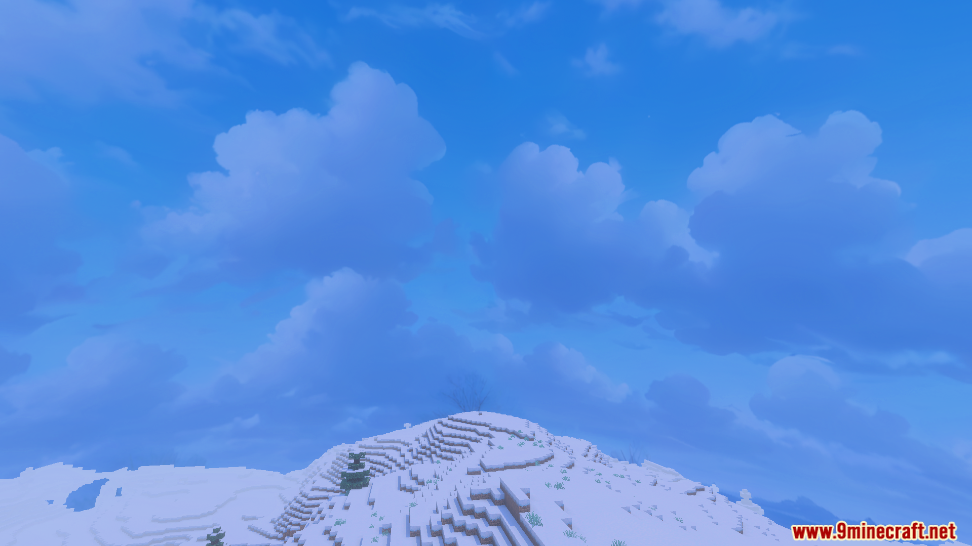 Custom Skies Cubemaps Addon Screenshot 6 high resolution textures showing realistic clouds above snowy terrain