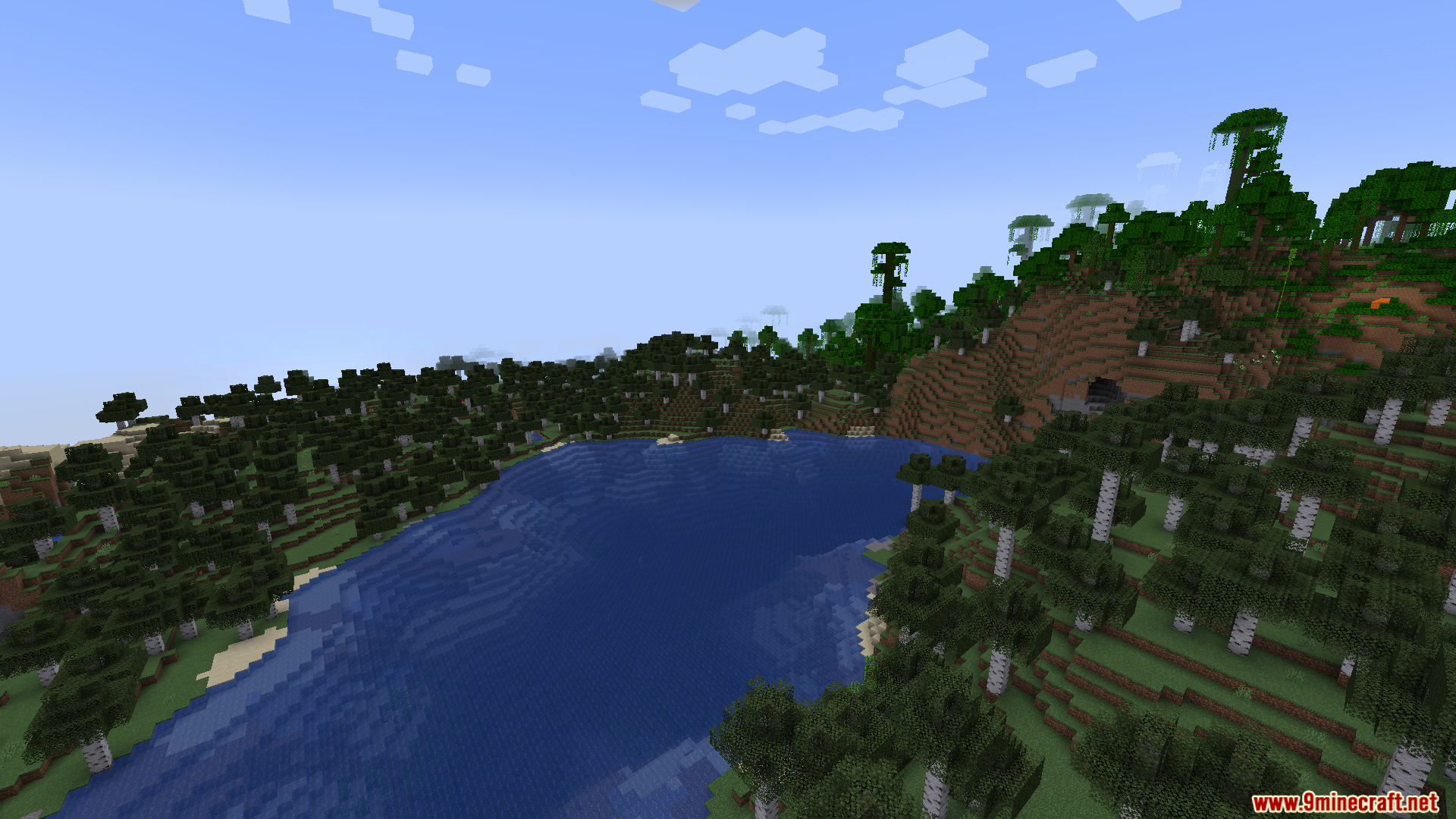 DLC Manager Mod Screenshot 8 A lake surrounded by a birch forest and a jungle biome