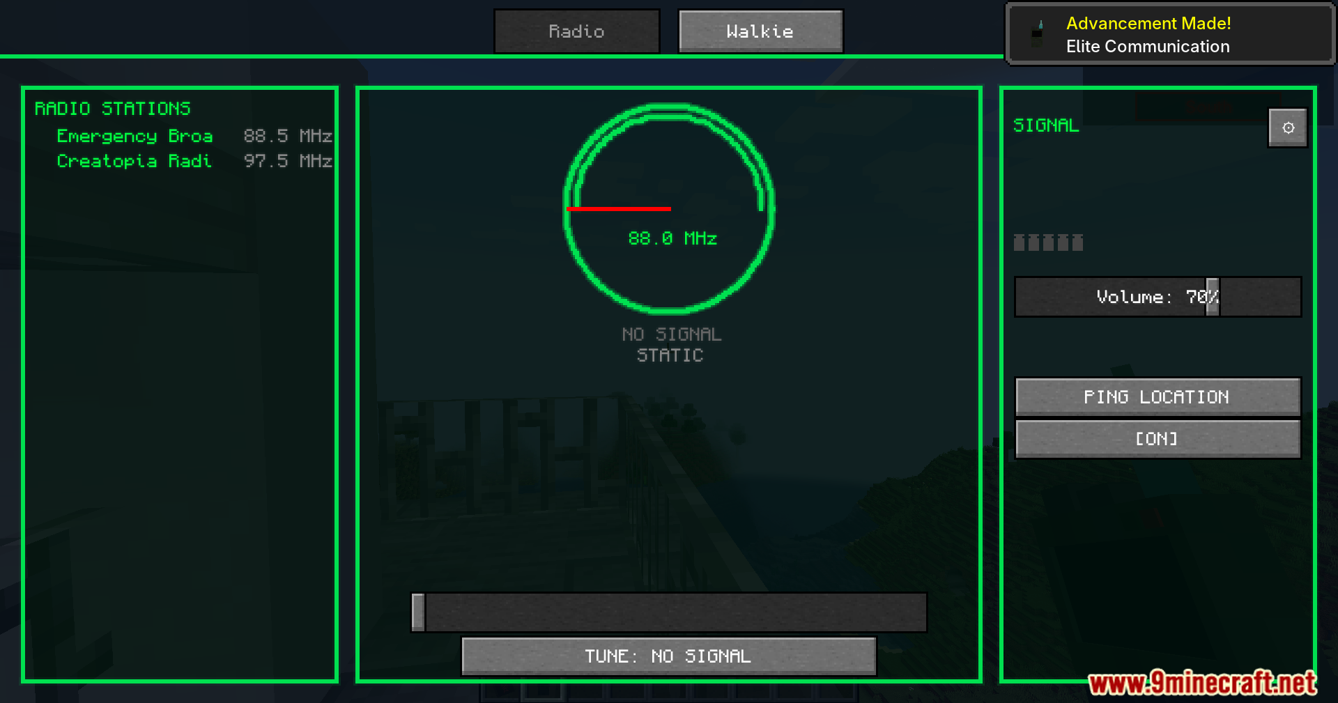 Dead Air Mod radio interface for tuning stations