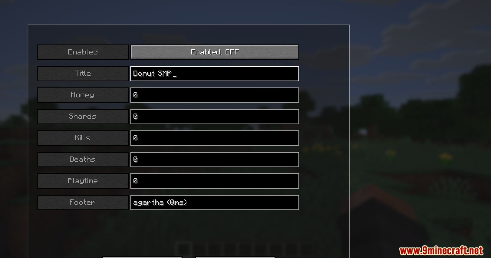 Editing scoreboard settings like title and stats in a configuration menu