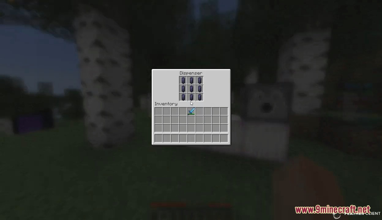 Donutsmp Gamble Rigger Mod Screenshot 3 Player interacting with a dispenser inventory filled with blue items