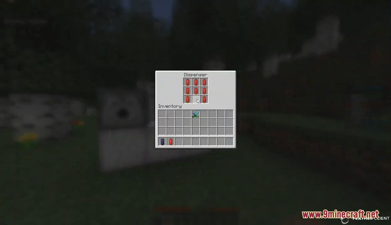 Donutsmp Gamble Rigger Mod Screenshot 4 Player viewing a dispenser inventory containing red items
