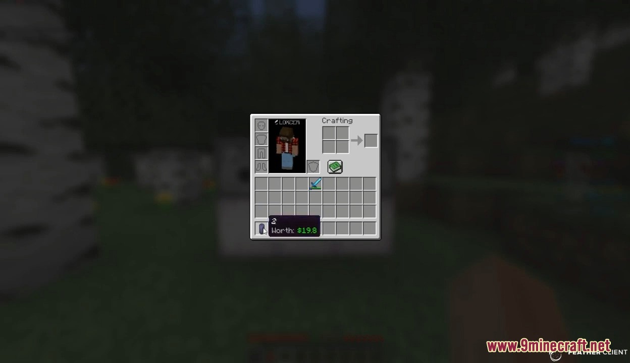 Donutsmp Gamble Rigger Mod Screenshot 7 Player viewing crafting menu with diamond sword in inventory