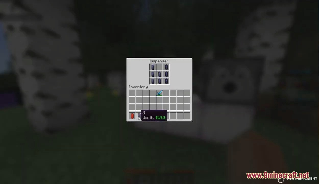 Donutsmp Gamble Rigger Mod Screenshot 8 Player viewing dispenser inventory with diamond sword in inventory