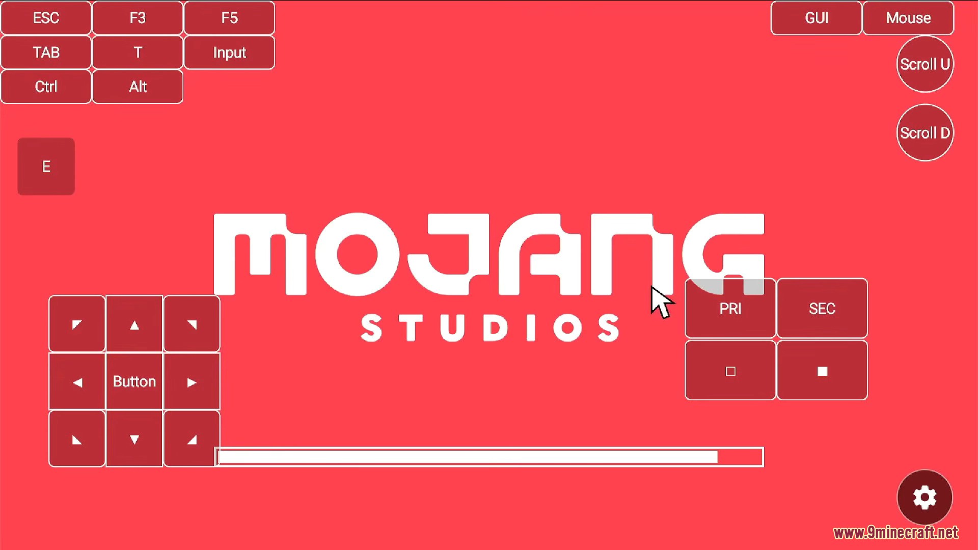 On-screen controls overlay on the Mojang loading screen