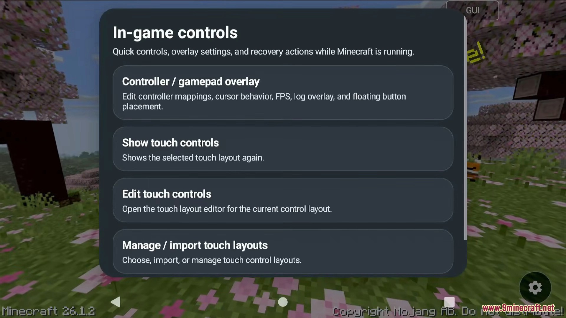 In-game controls settings for touch and gamepad overlays