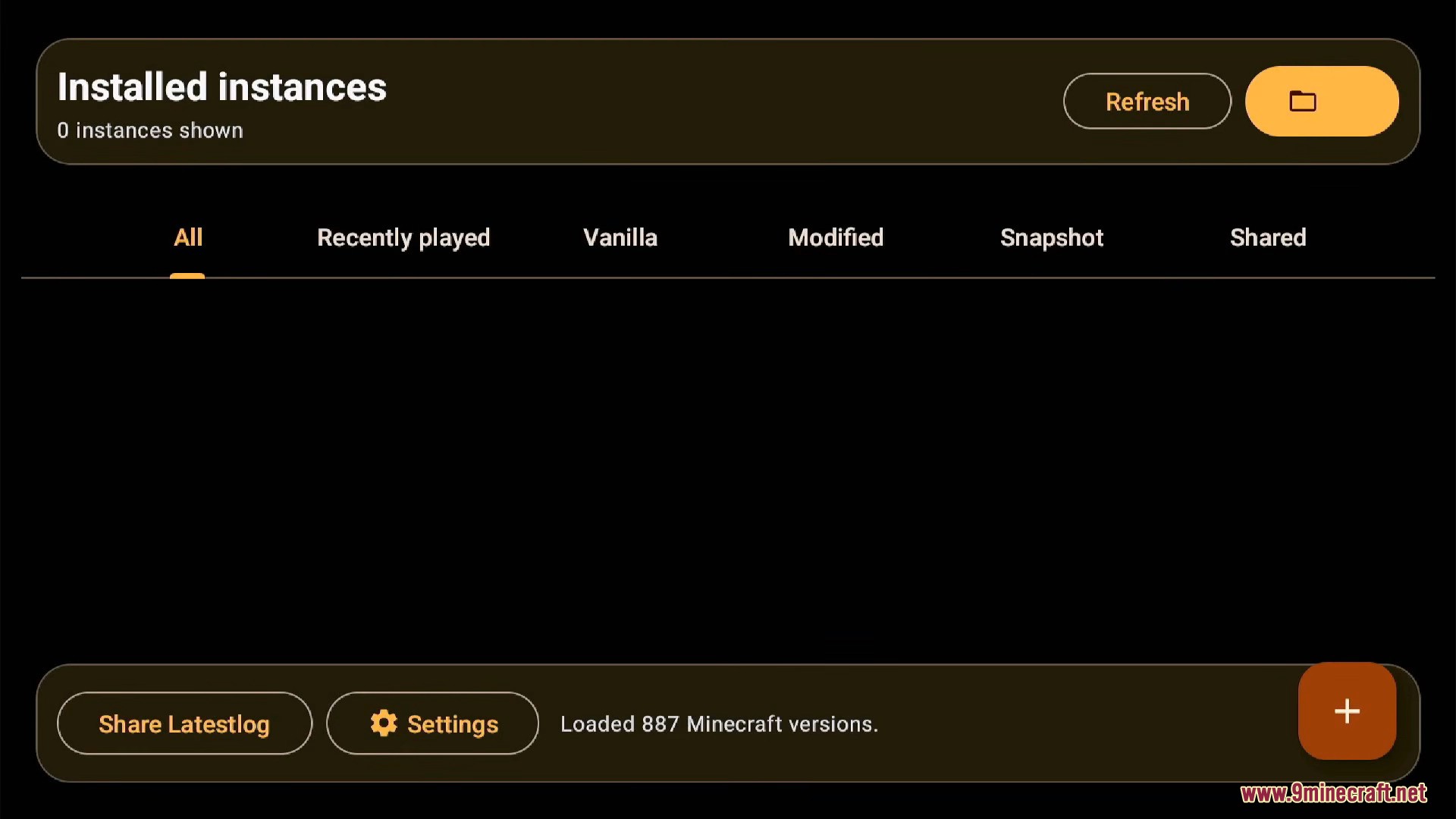 DroidBridge Launcher main screen with no instances installed