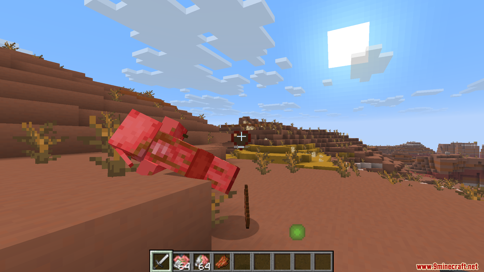 Dungeons Crit Sound Resource Pack Screenshot 10 Defeated zombified piglin dropping rotten flesh and experience orb in badlands