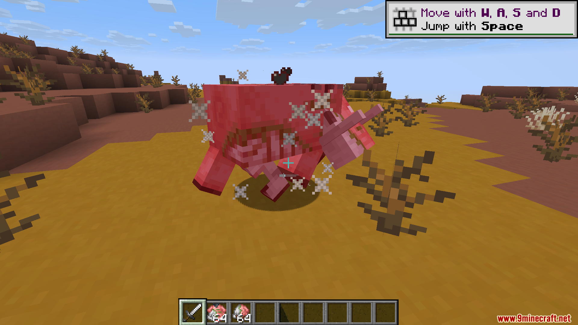 Dungeons Crit Sound Resource Pack Screenshot 3 Player landing a critical hit on a zoglin in the badlands