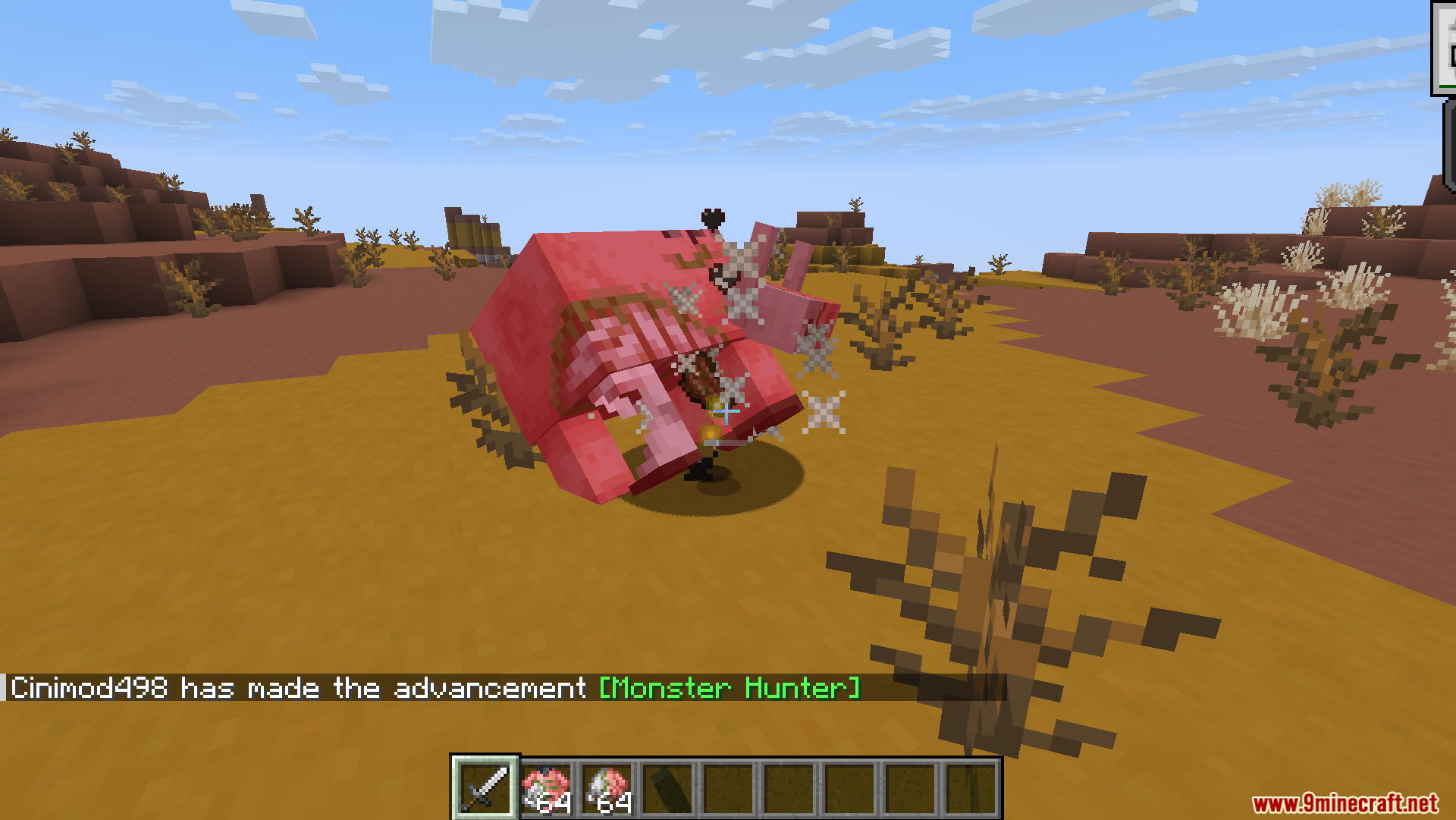 Dungeons Crit Sound Resource Pack Screenshot 4 Player getting monster hunter advancement while fighting a zoglin mob