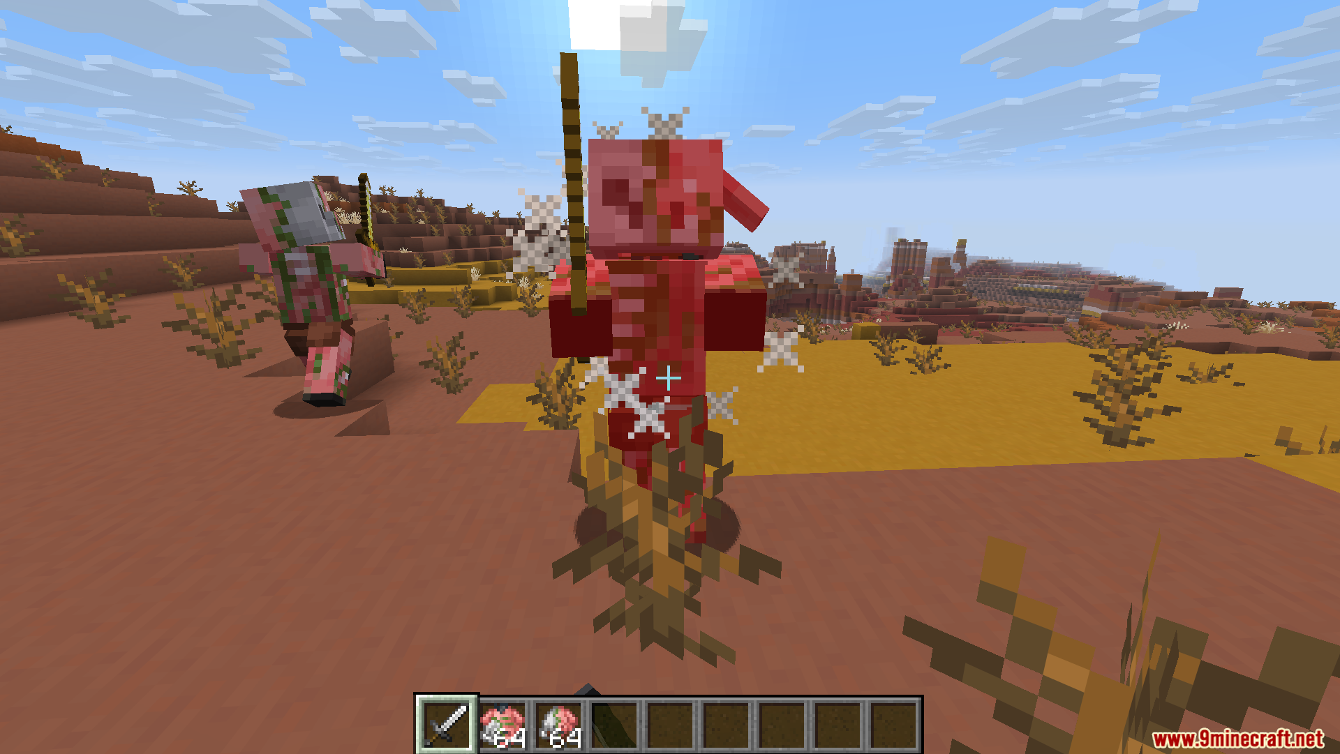 Dungeons Crit Sound Resource Pack Screenshot 6 Player landing a critical hit on a zombified piglin with an iron sword