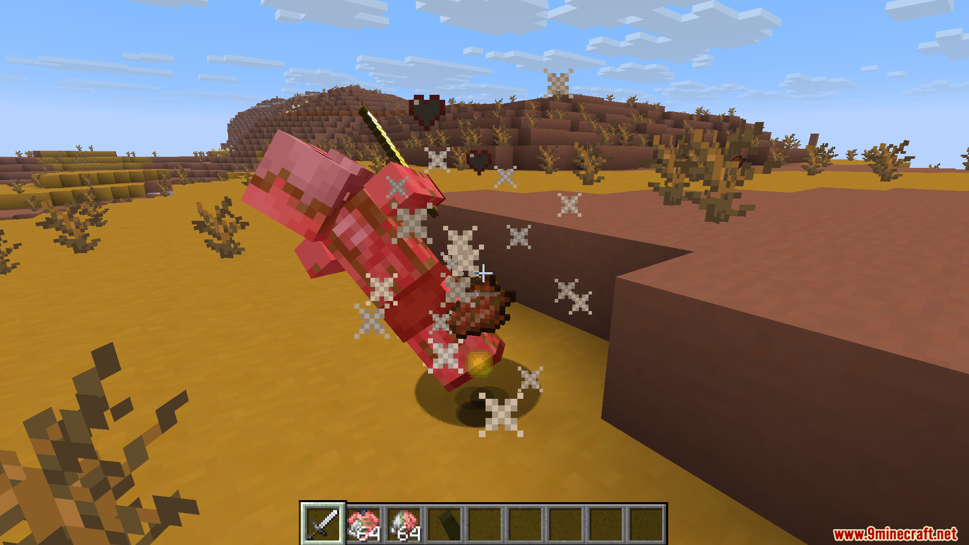 Dungeons Crit Sound Resource Pack Screenshot 8 Piglin falling backward and dropping items after a critical sword strike