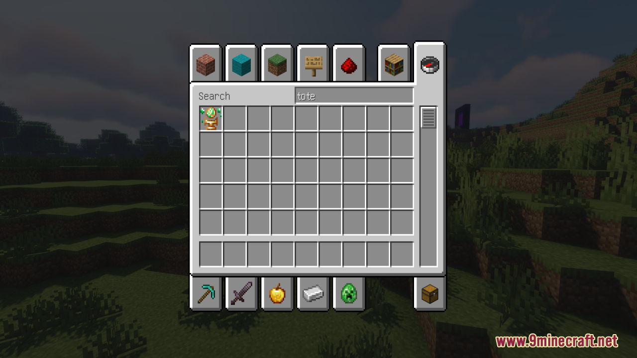 Earth Totem of Undying Resource Pack Screenshot 1 Searching for the custom earth totem in the creative inventory menu