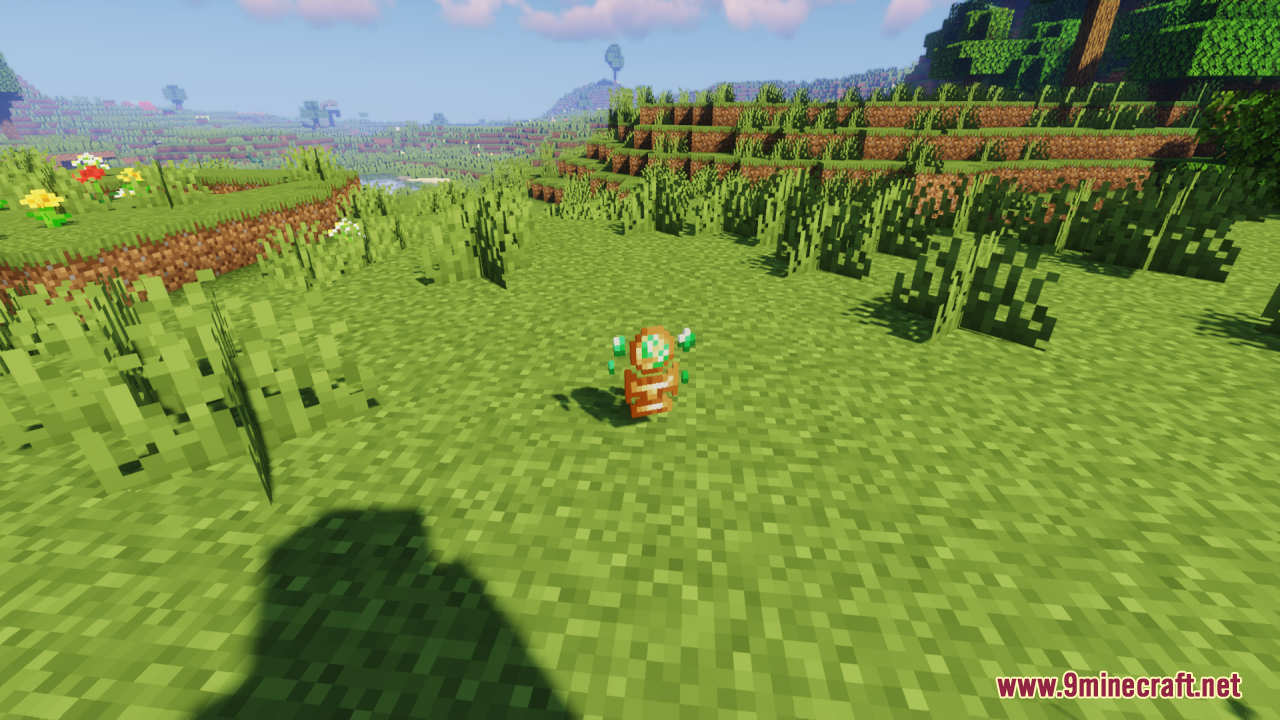 Earth Totem of Undying Resource Pack Screenshot 4 The custom earth themed totem of undying dropped on the grassy ground