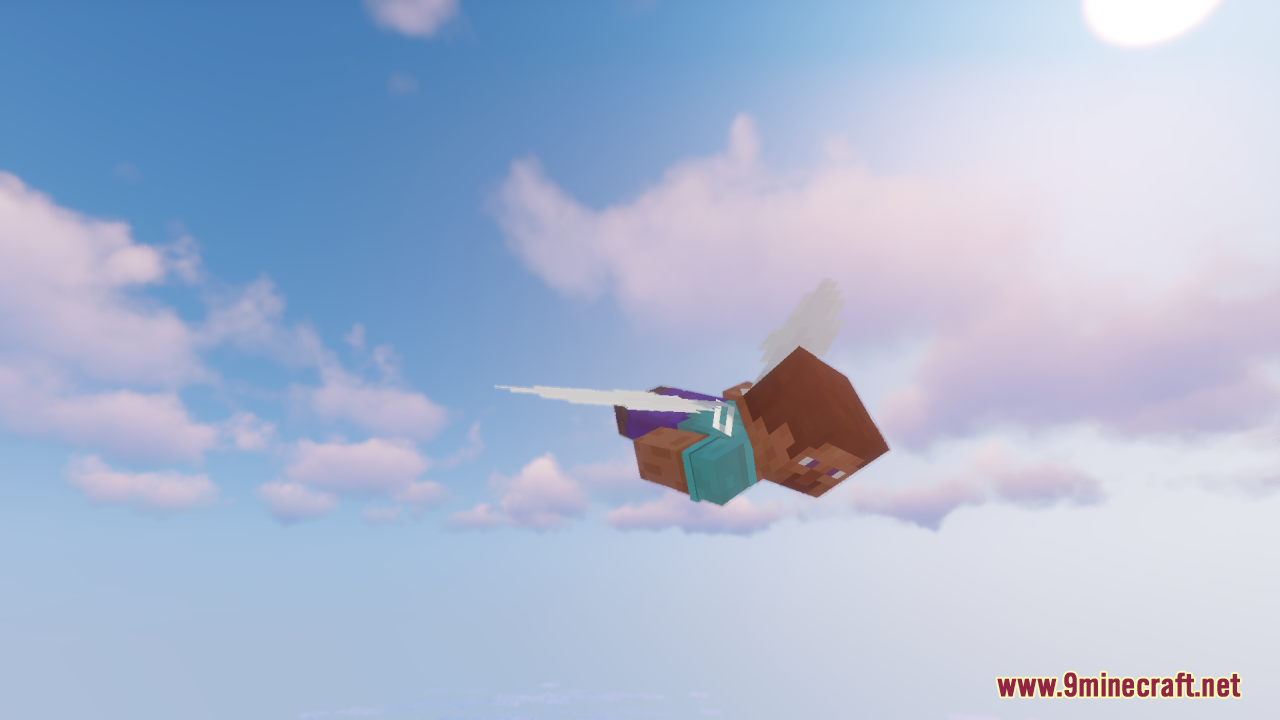 Close-up of a player flying with delicate white fairy wings