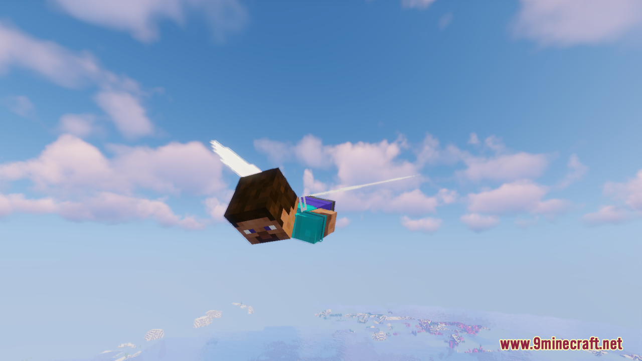 Character with fairy wings gliding over a frozen landscape