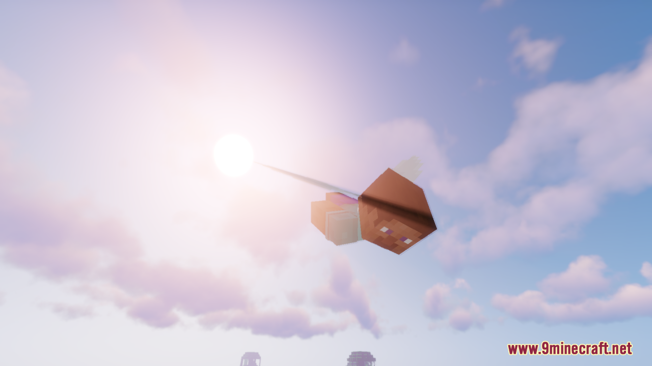 Player with white fairy wings flying towards the sun