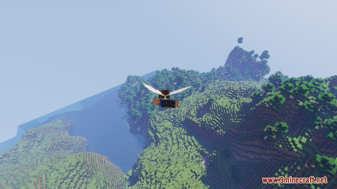 Flying over a lush green landscape with fairy wings