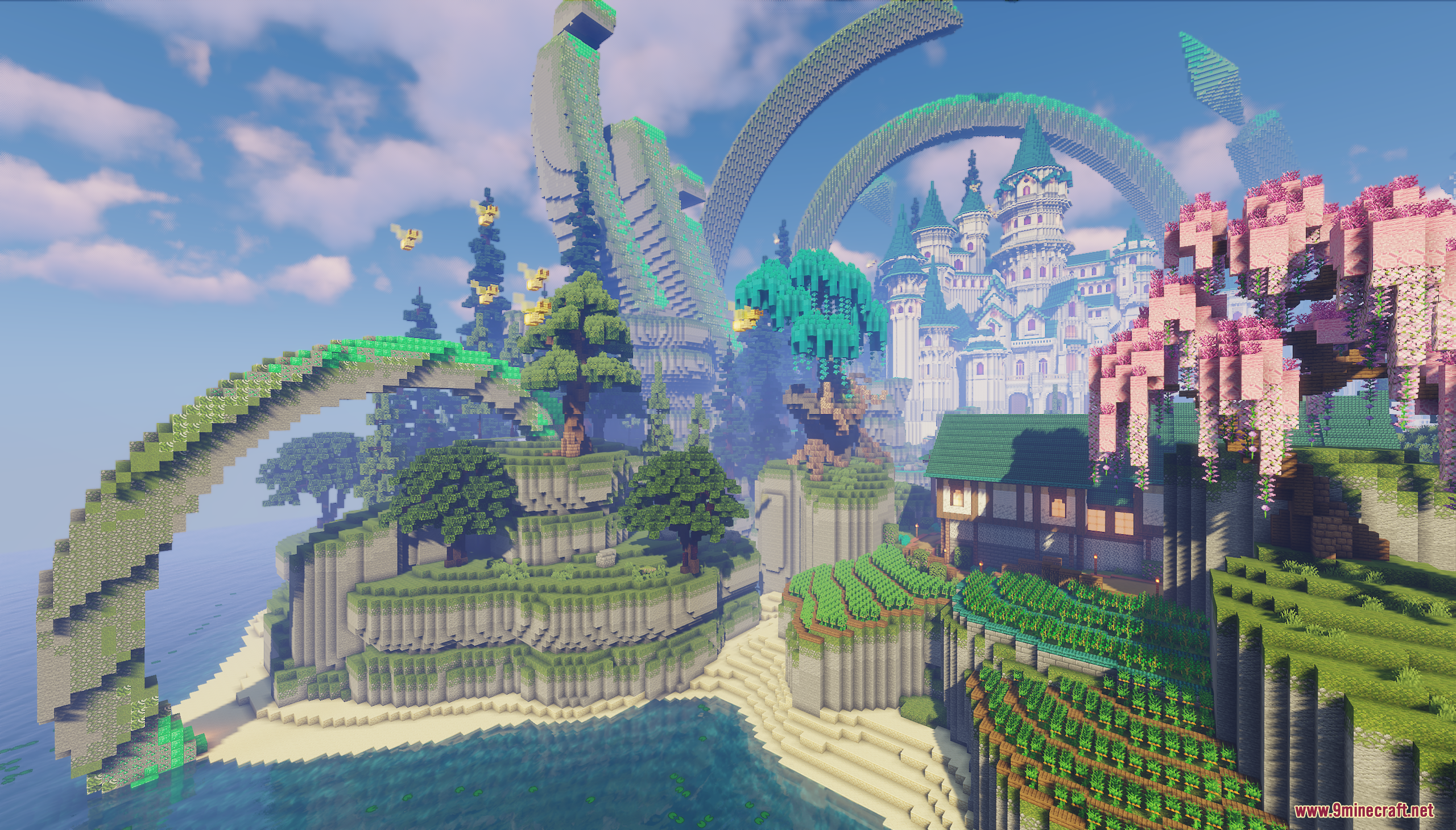 Emerald Era Map Screenshot 9 A majestic white castle with green roofs in the Emerald Era Map