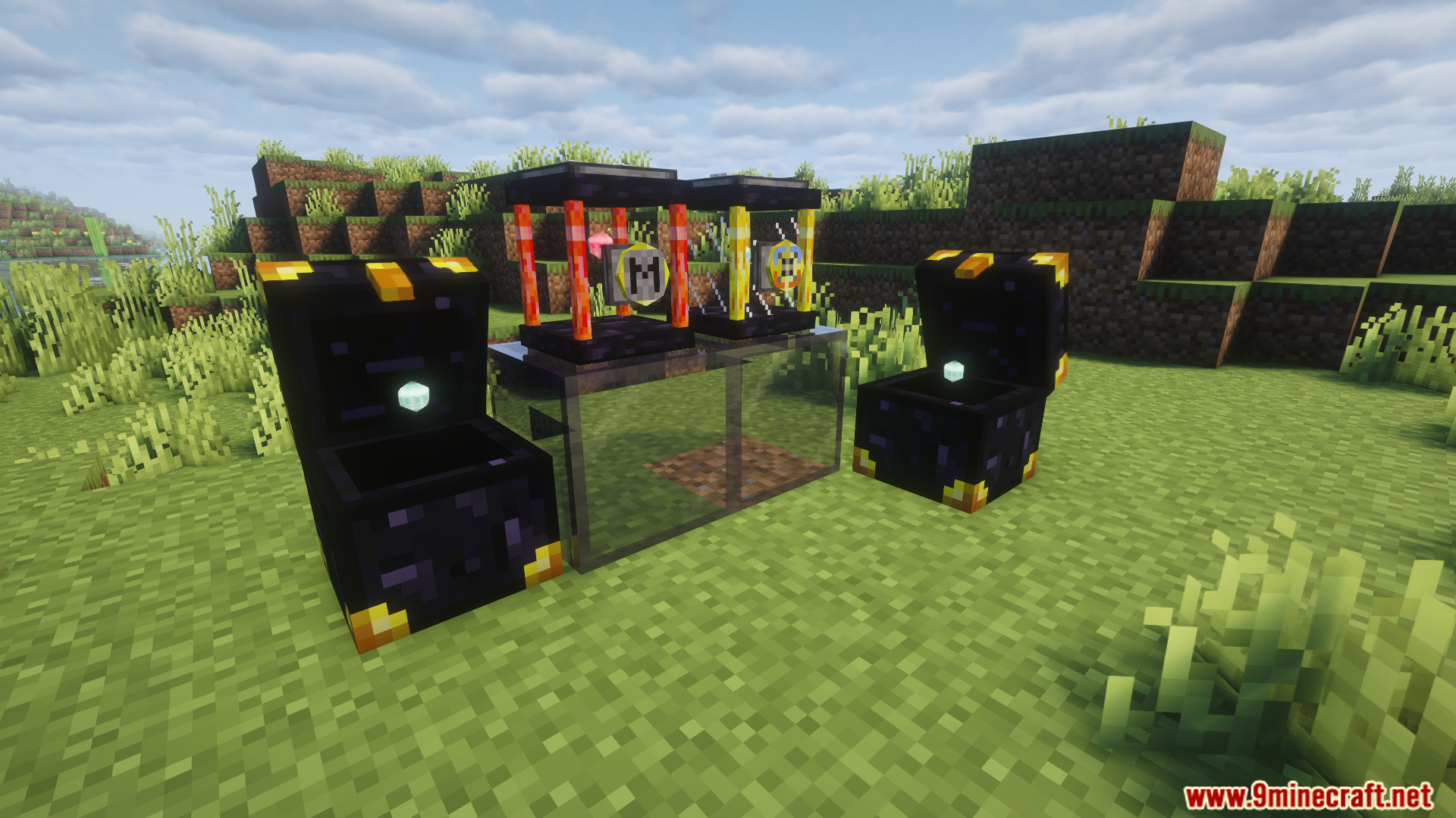 A complete setup with Ender Batteries and Ender Chests