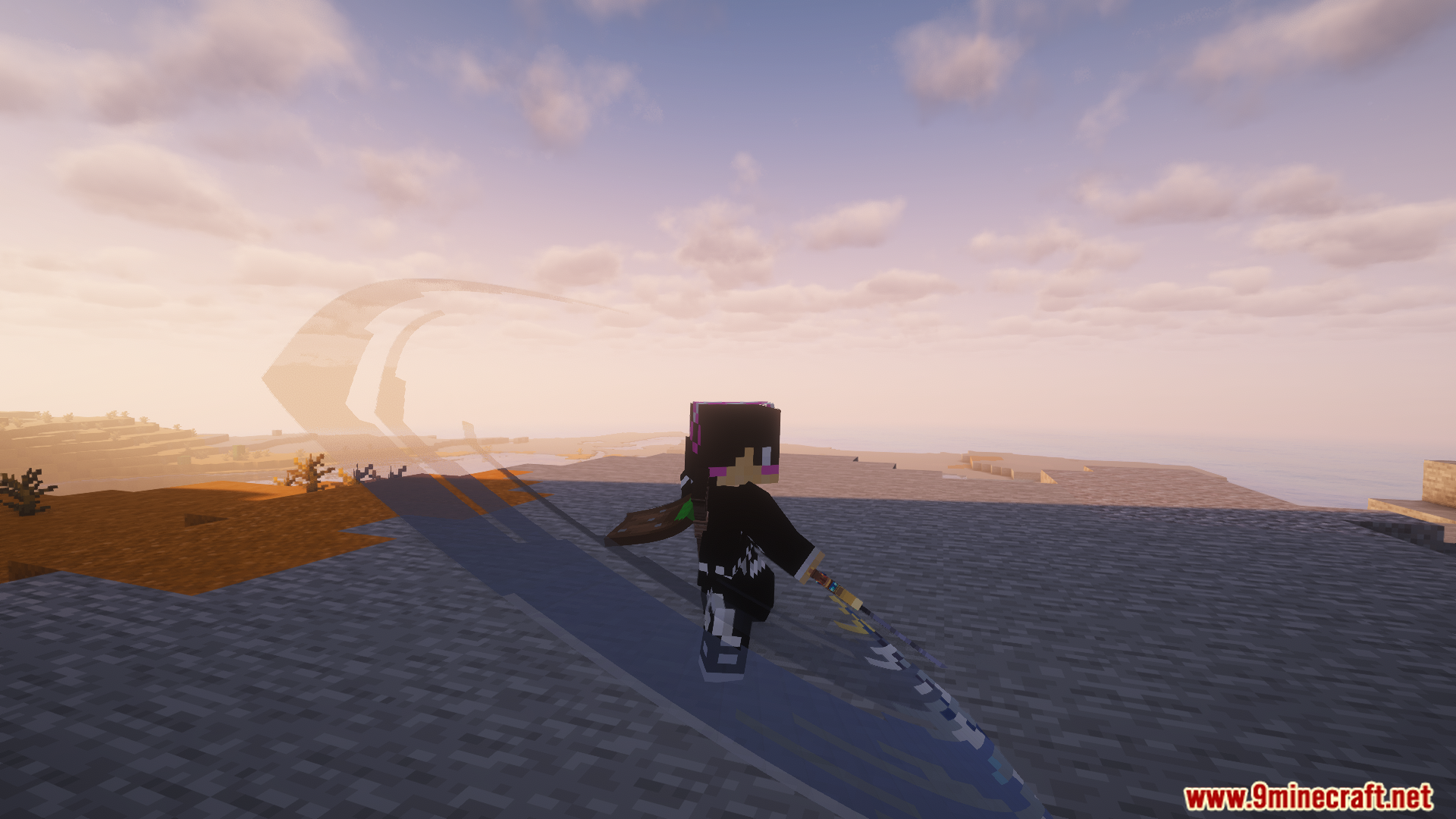 Player performing a wide sweeping attack with a sword